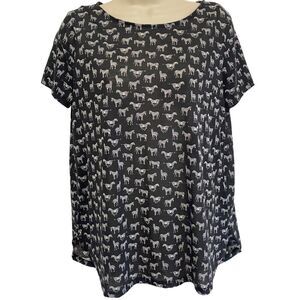 H&M Black Zebra Short Sleeve Top
